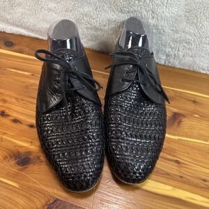 MONARCA Men's Black Dancing Shoes Size 44.5 Woven Leather Wedding Gala Dance